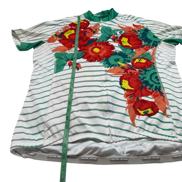 PEARL IZUMI Womens Elite Cycling Jersey in Coral Peony Green Stripe Sz XXL #0877 - Picture 9 of 11